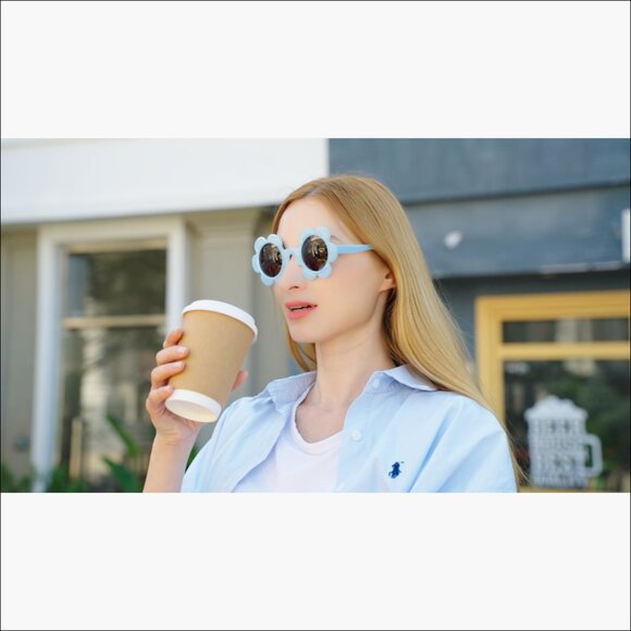 12 Pairs Polarized Flower Sunglasses UV Protection Round Frame